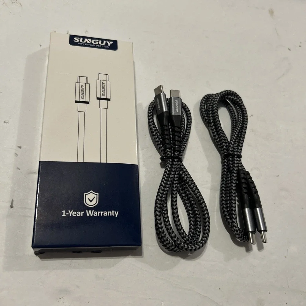 SunGuy 3' Phone Charging & Data Transfer Cable Type C to Type C 2 Pack